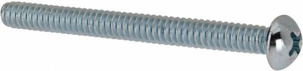 Value Collection - #10-24 UNC, 2" Length Under Head Phillips Drive Machine Screw - Round Head, Grade 2 Steel, Zinc-Plated Finish, Without Washer - Exact Industrial Supply