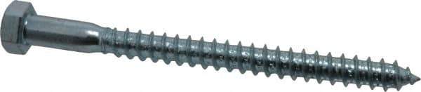 Value Collection - 3/8" Screw, 4-1/2" Length Under Head, Steel, Hex Head Lag Screw - Zinc Plated, Grade 2 - Exact Industrial Supply