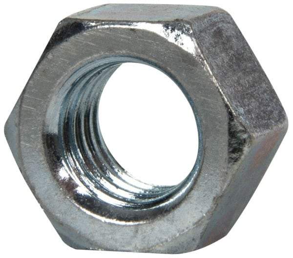 Value Collection - 1/2-13 UNC Steel Right Hand Hex Nut - 3/4" Across Flats, 7/16" High, Zinc-Plated Finish - Exact Industrial Supply