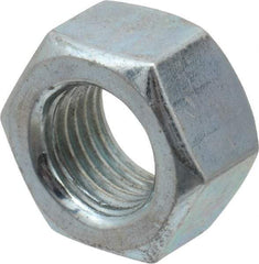 Value Collection - 7/16-20 UNF Steel Right Hand Hex Nut - 11/16" Across Flats, 3/8" High, Zinc-Plated Finish - Exact Industrial Supply