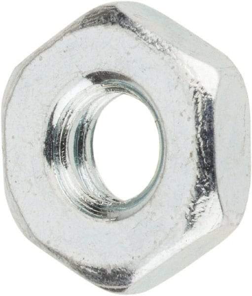 Value Collection - #10-24 UNC Steel Right Hand Machine Screw Hex Nut - 3/8" Across Flats, 1/8" High, Zinc-Plated Finish - Exact Industrial Supply