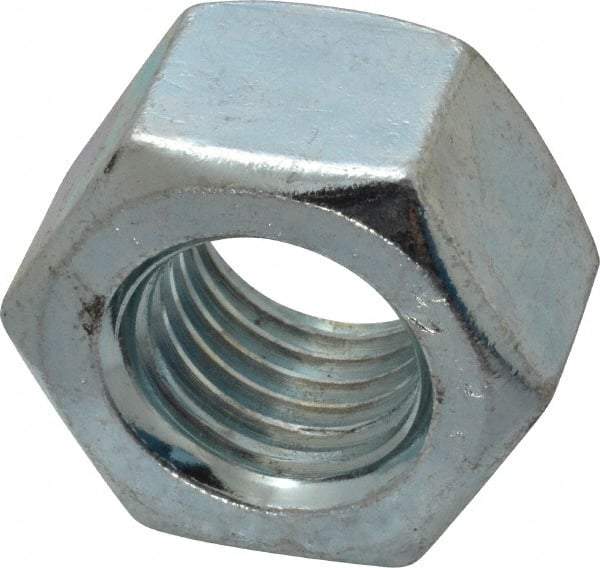 Value Collection - 1-8 UNC Steel Right Hand Heavy Hex Nut - 1-5/8" Across Flats, 0.9844" High, Zinc-Plated Finish - Exact Industrial Supply