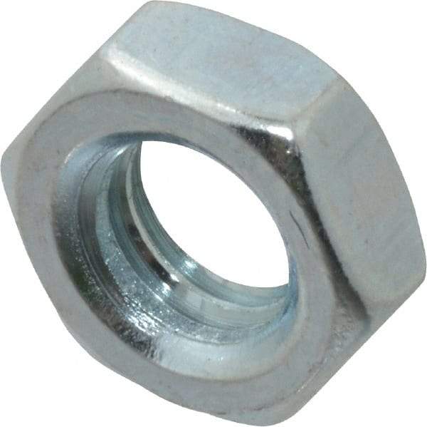 Value Collection - 5/16-18 UNC Steel Right Hand Hex Jam Nut - 1/2" Across Flats, 3/16" High, Zinc-Plated Finish - Exact Industrial Supply