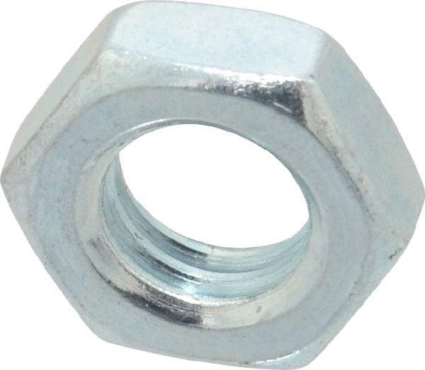 Value Collection - 7/16-14 UNC Steel Right Hand Hex Jam Nut - 11/16" Across Flats, 1/4" High, Zinc-Plated Finish - Exact Industrial Supply