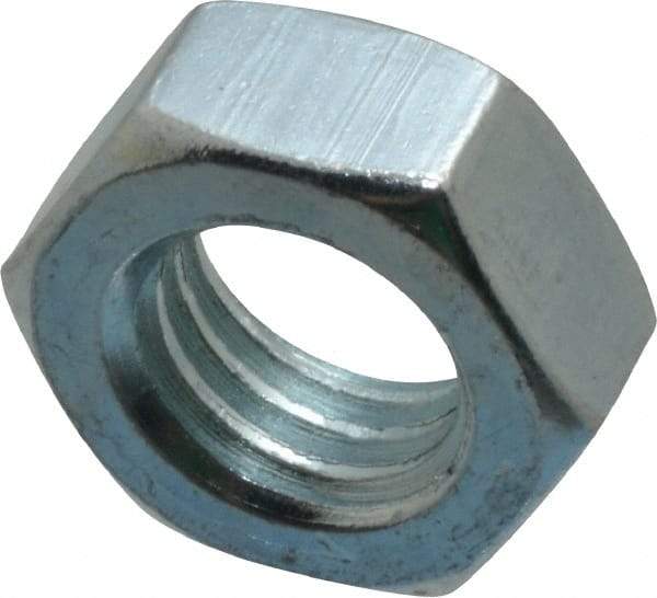 Value Collection - 1/2-13 UNC Steel Right Hand Hex Jam Nut - 3/4" Across Flats, 5/16" High, Zinc-Plated Finish - Exact Industrial Supply