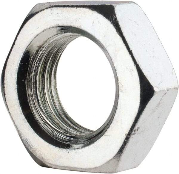 Value Collection - 7/8-9 UNC Steel Right Hand Hex Jam Nut - 1-5/16" Across Flats, 0.4844" High, Zinc-Plated Finish - Exact Industrial Supply