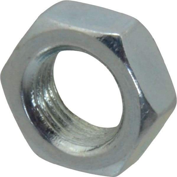 Value Collection - 3/8-24 UNF Steel Right Hand Hex Jam Nut - 9/16" Across Flats, 0.2188" High, Zinc-Plated Finish - Exact Industrial Supply