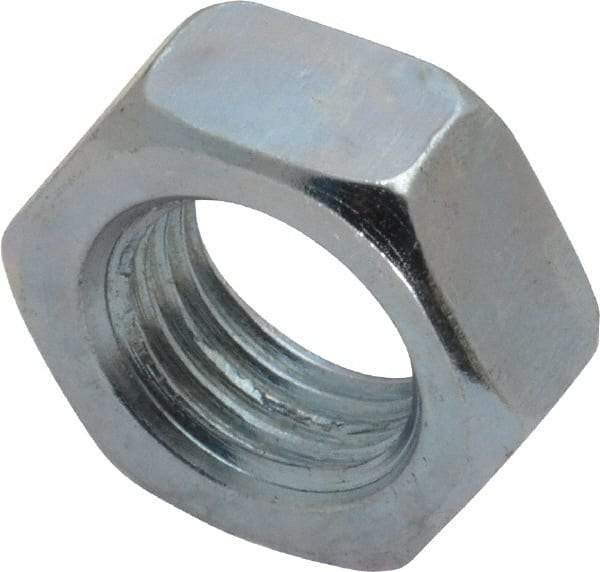 Value Collection - 1/2-20 UNF Steel Right Hand Hex Jam Nut - 3/4" Across Flats, 5/16" High, Zinc-Plated Finish - Exact Industrial Supply