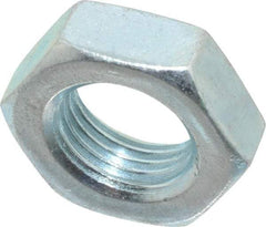 Value Collection - 9/16-18 UNF Steel Right Hand Hex Jam Nut - 7/8" Across Flats, 5/16" High, Zinc-Plated Finish - Exact Industrial Supply