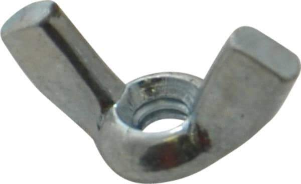 Value Collection - #6-32 UNC, Zinc Plated, Steel Standard Wing Nut - 0.72" Wing Span, 0.41" Wing Span - Exact Industrial Supply
