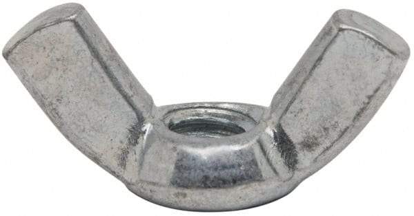 Value Collection - 1/4-20 UNC, Zinc Plated, Steel Standard Wing Nut - 1.1" Wing Span, 0.57" Wing Span - Exact Industrial Supply