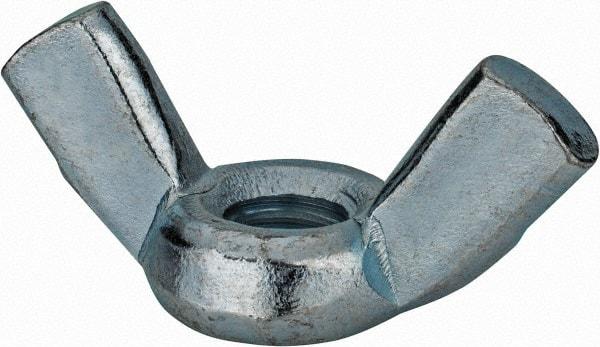 Value Collection - 7/16-14 UNC, Zinc Plated, Steel Standard Wing Nut - 1.94" Wing Span, 1" Wing Span - Exact Industrial Supply