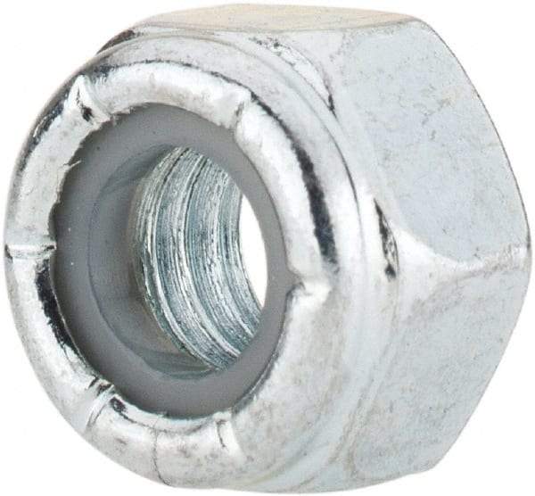 Value Collection - 5/16-18 UNC Grade 2 Hex Lock Nut with Nylon Insert - 1/2" Width Across Flats, 23/64" High, Zinc-Plated Finish - Exact Industrial Supply