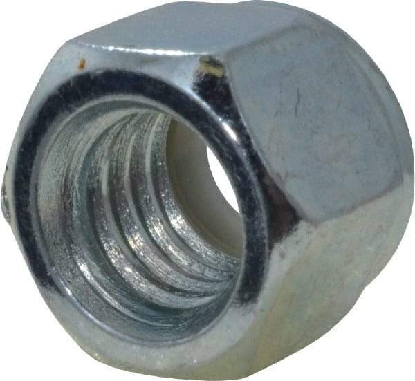 Value Collection - 3/8-16 UNC Grade 2 Hex Lock Nut with Nylon Insert - 9/16" Width Across Flats, 15/32" High, Zinc-Plated Finish - Exact Industrial Supply