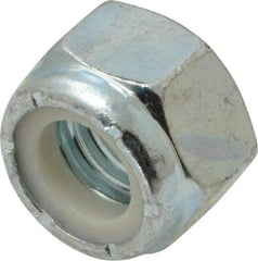 Value Collection - 9/16-12 UNC Grade 2 Hex Lock Nut with Nylon Insert - 7/8" Width Across Flats, 5/8" High, Zinc-Plated Finish - Exact Industrial Supply