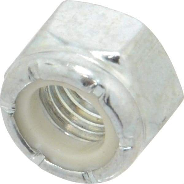 Value Collection - 5/16-24 UNF Grade 2 Hex Lock Nut with Nylon Insert - 1/2" Width Across Flats, 23/64" High, Zinc-Plated Finish - Exact Industrial Supply