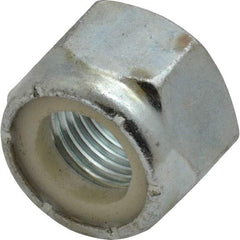 Value Collection - 9/16-18 UNF Grade 2 Hex Lock Nut with Nylon Insert - 7/8" Width Across Flats, 5/8" High, Zinc-Plated Finish - Exact Industrial Supply