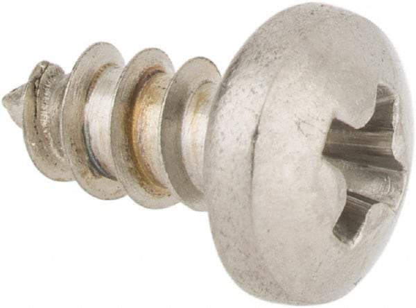 Value Collection - #4 Pan Head Phillips Sheet Metal Screw - Stainless Steel, 1/4" Length Under Head, Grade 18-8 - Exact Industrial Supply