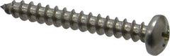 Value Collection - #10 Pan Head Phillips Sheet Metal Screw - Stainless Steel, 1-1/2" Length Under Head, Grade 18-8 - Exact Industrial Supply