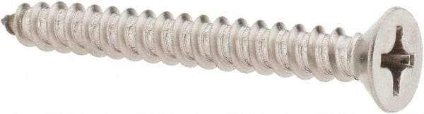 Value Collection - #12 Flat Head Phillips Sheet Metal Screw - Stainless Steel, 2" OAL, Grade 18-8 - Exact Industrial Supply