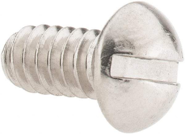 Value Collection - #10-24 UNC, 3/8" Length Under Head Slotted Drive Machine Screw - Round Head, Grade 18-8 Stainless Steel, Uncoated, Without Washer - Exact Industrial Supply