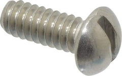 Value Collection - #10-24 UNC, 1/2" Length Under Head Slotted Drive Machine Screw - Round Head, Grade 18-8 Stainless Steel, Uncoated, Without Washer - Exact Industrial Supply