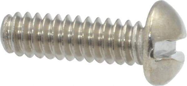 Value Collection - #10-24 UNC, 5/8" Length Under Head Slotted Drive Machine Screw - Round Head, Grade 18-8 Stainless Steel, Uncoated, Without Washer - Exact Industrial Supply