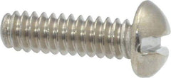 Value Collection - #10-24 UNC, 5/8" Length Under Head Slotted Drive Machine Screw - Round Head, Grade 18-8 Stainless Steel, Uncoated, Without Washer - Exact Industrial Supply