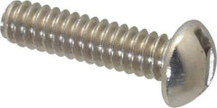 Value Collection - #10-24 UNC, 3/4" Length Under Head Slotted Drive Machine Screw - Round Head, Grade 18-8 Stainless Steel, Uncoated, Without Washer - Exact Industrial Supply