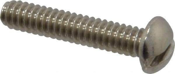 Value Collection - #10-24 UNC, 1" Length Under Head Slotted Drive Machine Screw - Round Head, Grade 18-8 Stainless Steel, Uncoated, Without Washer - Exact Industrial Supply