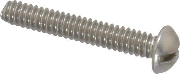 Value Collection - #10-24 UNC, 1-1/4" Length Under Head Slotted Drive Machine Screw - Round Head, Grade 18-8 Stainless Steel, Uncoated, Without Washer - Exact Industrial Supply