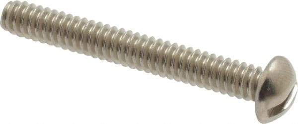 Value Collection - #10-24 UNC, 1-1/2" Length Under Head Slotted Drive Machine Screw - Round Head, Grade 18-8 Stainless Steel, Uncoated, Without Washer - Exact Industrial Supply