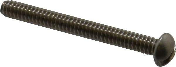 Value Collection - #10-24 UNC, 1-3/4" Length Under Head Slotted Drive Machine Screw - Round Head, Grade 18-8 Stainless Steel, Uncoated, Without Washer - Exact Industrial Supply