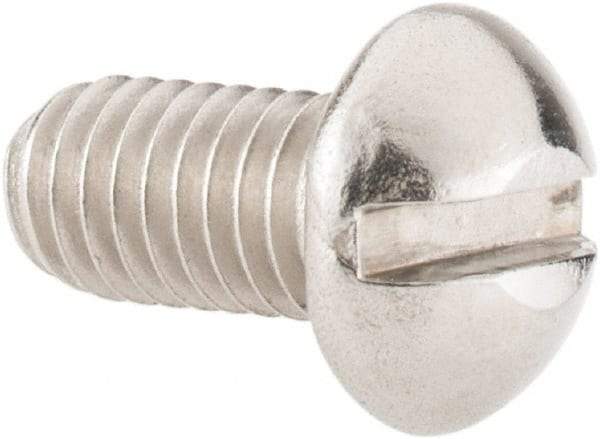 Value Collection - #10-32 UNF, 3/8" Length Under Head Slotted Drive Machine Screw - Round Head, Grade 18-8 Stainless Steel, Uncoated, Without Washer - Exact Industrial Supply