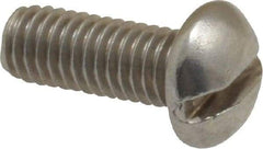 Value Collection - #10-32 UNF, 1/2" Length Under Head Slotted Drive Machine Screw - Round Head, Grade 18-8 Stainless Steel, Uncoated, Without Washer - Exact Industrial Supply