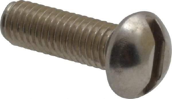 Value Collection - #10-32 UNF, 5/8" Length Under Head Slotted Drive Machine Screw - Round Head, Grade 18-8 Stainless Steel, Uncoated, Without Washer - Exact Industrial Supply