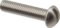 Value Collection - #10-32 UNF, 7/8" Length Under Head Slotted Drive Machine Screw - Round Head, Grade 18-8 Stainless Steel, Uncoated, Without Washer - Exact Industrial Supply