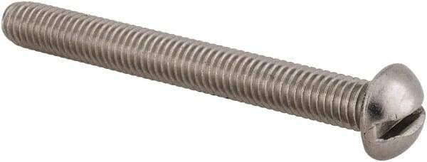 Value Collection - #10-32 UNF, 1-3/4" Length Under Head Slotted Drive Machine Screw - Round Head, Grade 18-8 Stainless Steel, Uncoated, Without Washer - Exact Industrial Supply
