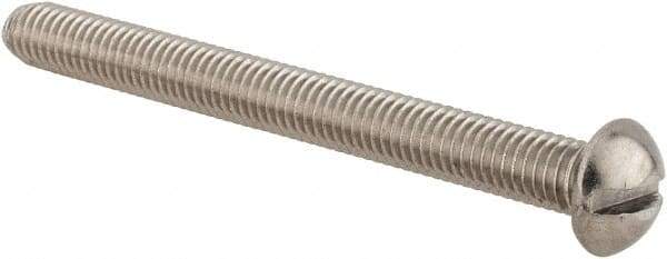 Value Collection - #10-32 UNF, 2" Length Under Head Slotted Drive Machine Screw - Round Head, Grade 18-8 Stainless Steel, Uncoated, Without Washer - Exact Industrial Supply