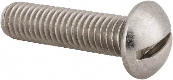 Value Collection - 3/8-16 UNC, 1-1/2" Length Under Head Slotted Drive Machine Screw - Round Head, Grade 18-8 Stainless Steel, Uncoated, Without Washer - Exact Industrial Supply