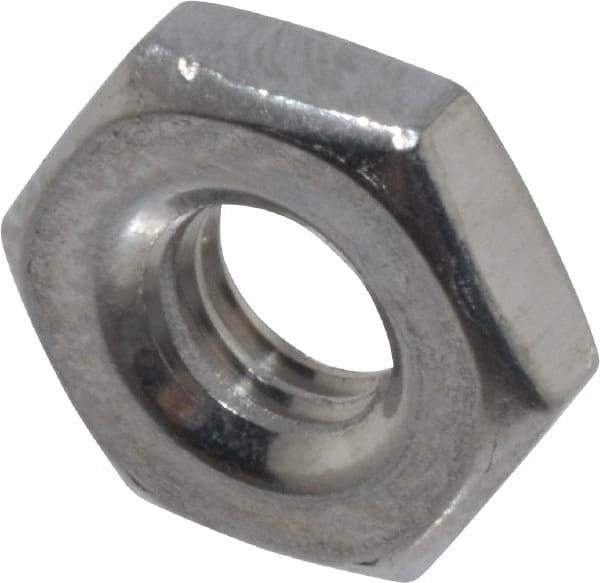 Value Collection - #10-32 UNF Stainless Steel Right Hand Machine Screw Hex Nut - 3/8" Across Flats, 1/8" High, Uncoated - Exact Industrial Supply