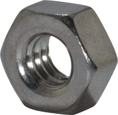 Value Collection - 1/4-20 UNC Stainless Steel Right Hand Hex Nut - 7/16" Across Flats, 7/32" High, Uncoated - Exact Industrial Supply