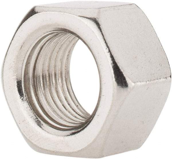 Value Collection - 1/2-20 UNF Stainless Steel Right Hand Hex Nut - 3/4" Across Flats, 7/16" High, Uncoated - Exact Industrial Supply