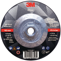 ‎3M Silver Depressed Center Grinding Wheel 87397 T27 Quick Change 4.5″ × 1/4″ × 5/8-11 - Exact Industrial Supply