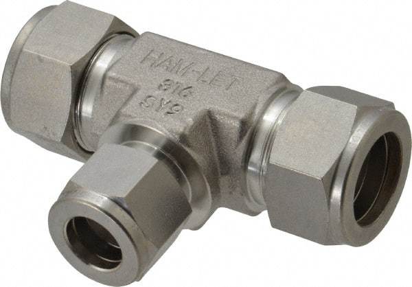 Ham-Let - 3/4 x 3/4 x 1/2" OD, Grade 316Stainless Steel Union Tee - Comp x Comp x Comp Ends - Exact Industrial Supply