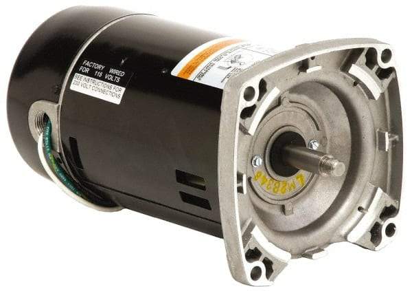 US Motors - 3 hp, ODP Enclosure, Auto Thermal Protection, 3,450 RPM, 208-230 Volt, 60 Hz, Industrial Electric AC/DC Motor - Size 56 Frame, C-Face Mount, 1 Speed, Ball Bearings, B Class Insulation, CCW Drive End - Exact Industrial Supply