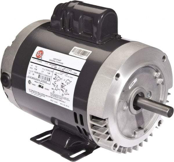 US Motors - 1 hp, ODP Enclosure, Auto Thermal Protection, 1,725 RPM, 115/208-230 Volt, 60 Hz, Industrial Electric AC/DC Motor - Size 56 Frame, J-Face/Base Mount, 1 Speed, Ball Bearings, 15.2/7.7-7.6 Full Load Amps, B Class Insulation, CCW Drive End - Exact Industrial Supply