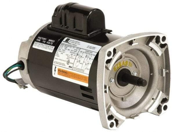 US Motors - 1.5 hp, ODP Enclosure, Auto Thermal Protection, 3,450 RPM, 115/230 Volt, 60 Hz, Industrial Electric AC/DC Motor - Size 56 Frame, Square Flange Mount, 1 Speed, Ball Bearings, 14.4/7.2 Full Load Amps, B Class Insulation, CCW Drive End - Exact Industrial Supply