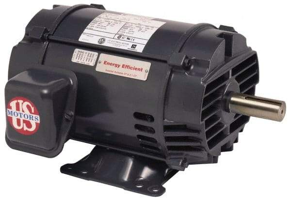 US Motors - 2 hp, ODP Enclosure, No Thermal Protection, 3,515 RPM, 575 Volt, 60 Hz, Three Phase Premium Efficient Motor - Size 145 Frame, Rigid Mount, 1 Speed, Ball Bearings, 2 Full Load Amps, F Class Insulation, CCW Lead End - Exact Industrial Supply