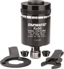 Tapmatic - Model RX50, No. 6 Min Tap Capacity, 1/2 Inch Max Mild Steel Tap Capacity, 1/2-20 Mount Tapping Head - 22100 (J421), 22200 (J422) Compatible, Includes Tap Clamping Wrenches and 2 collets, for Manual Machines - Exact Industrial Supply
